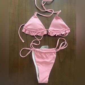 SHEIN Light Pink Ruffle Bikini